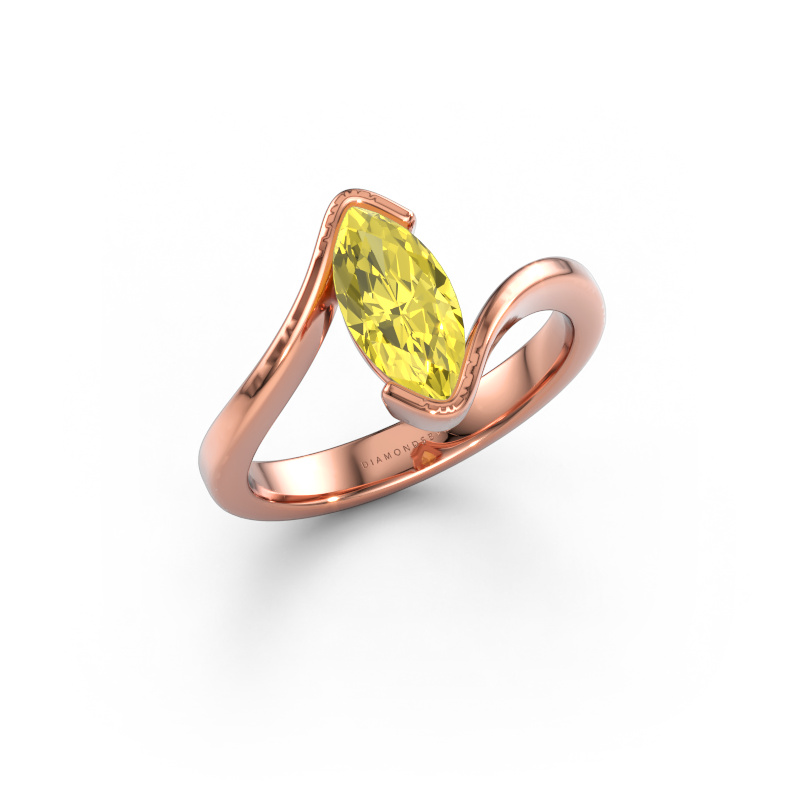 Bild av Förlovningsring Eve 585 roséguld Gul labbodlad diamant 10x5 mm