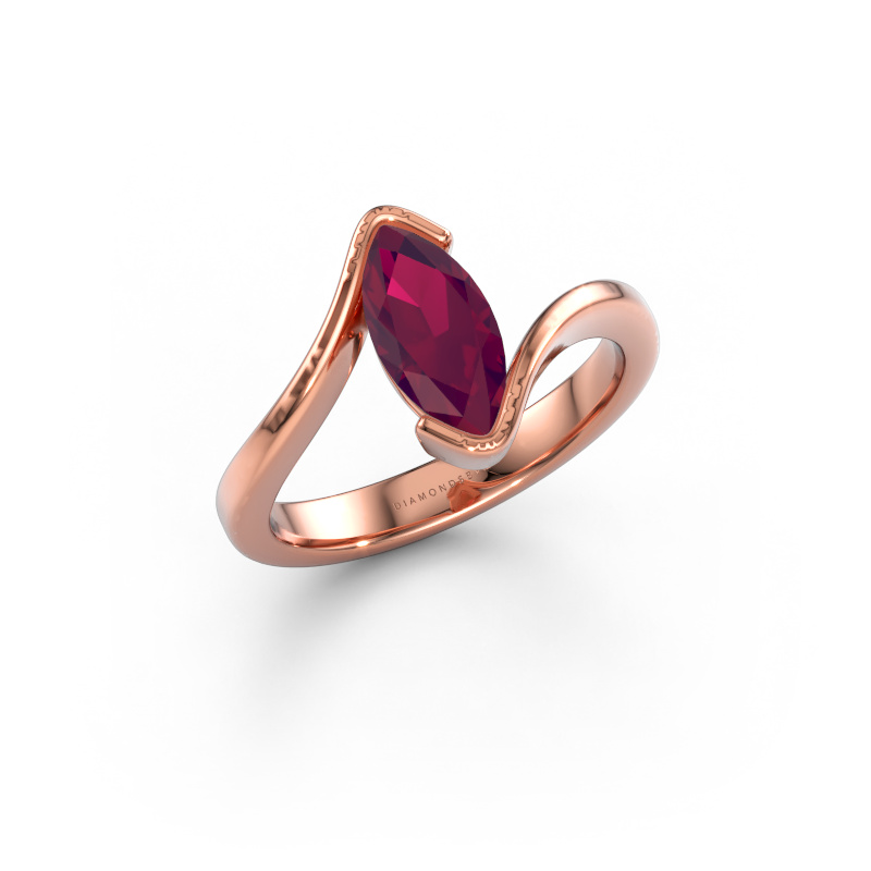 Image of Engagement ring Eve 585 rose gold Rhodolite 10x5 mm