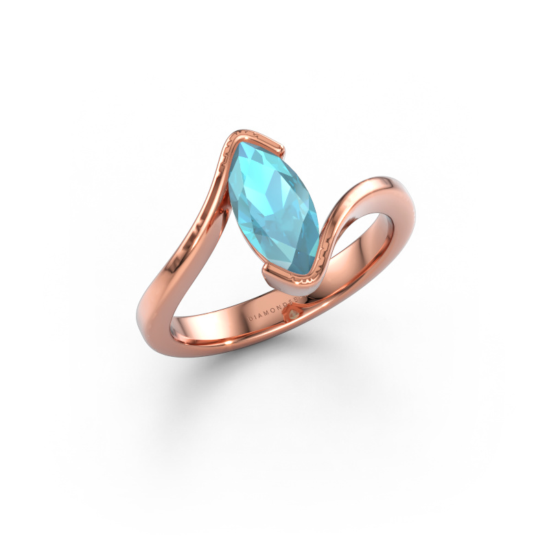 Bild von Verlobungsring Serenity 585 Roségold Blau Topas 10x5 mm