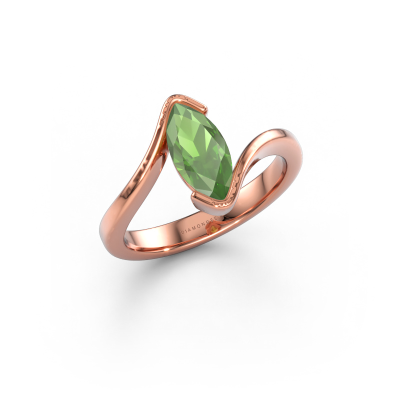 Bild av Förlovningsring Eve 585 roséguld Grön turmalin 10x5 mm