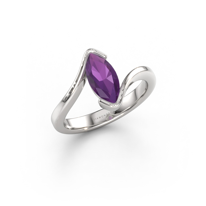 Image of Engagement ring Eve 950 platinum Amethyst 10x5 mm