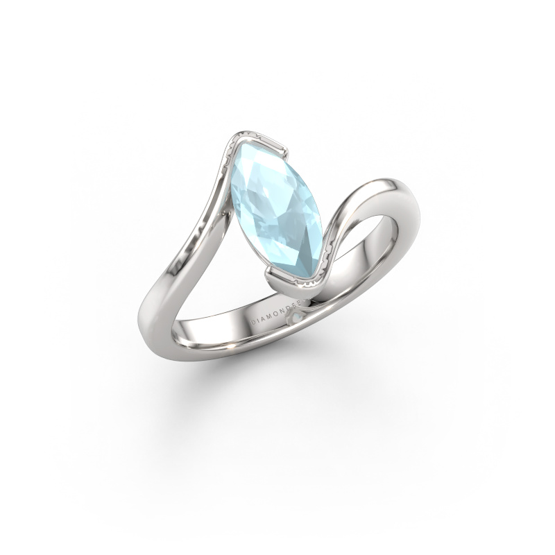 Image of Engagement ring Eve 585 white gold Aquamarine 10x5 mm