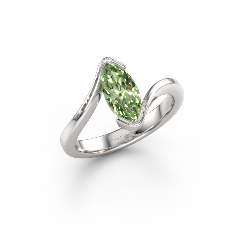 Immagine di Anello di fidanzamento Eve 585 oro bianco Diamante lab grown verde 10x5 mm