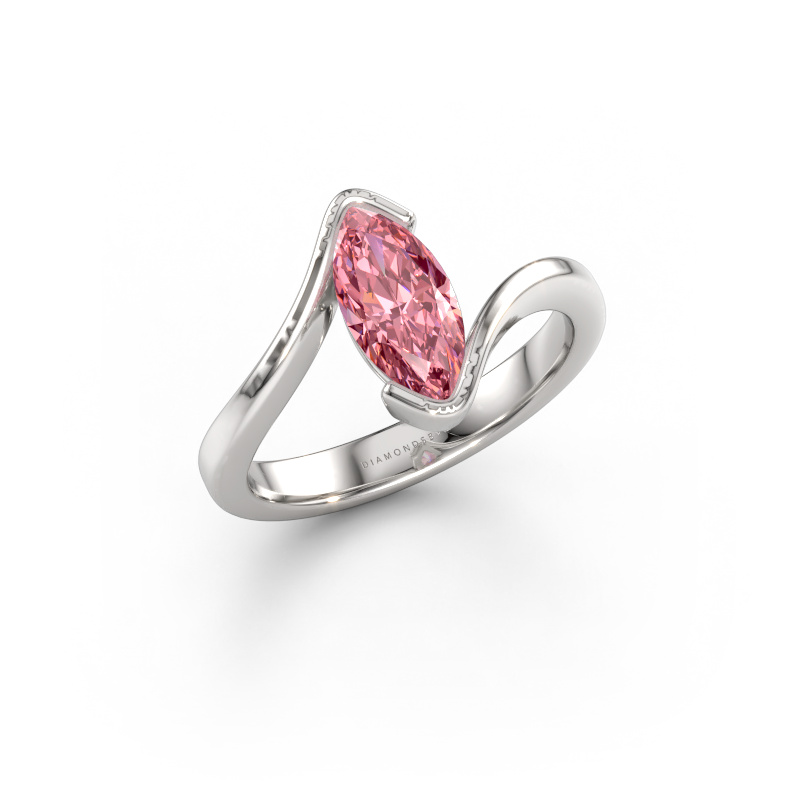 Bild av Förlovningsring Eve 585 vitt guld Rosa labbodlad diamant 10x5 mm