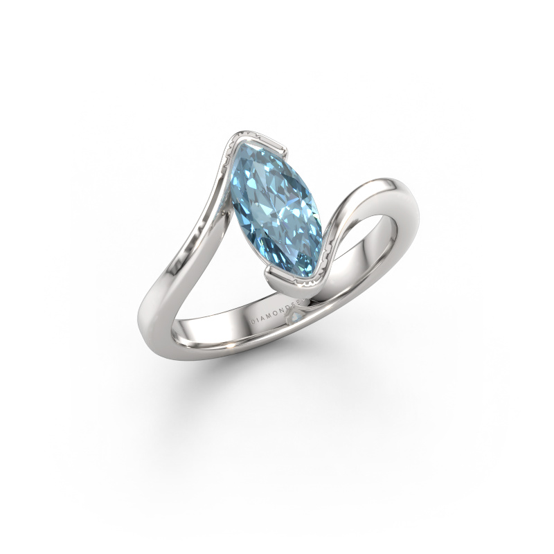 Immagine di Anello di fidanzamento Eve 585 oro bianco Diamante lab grown blu 10x5 mm