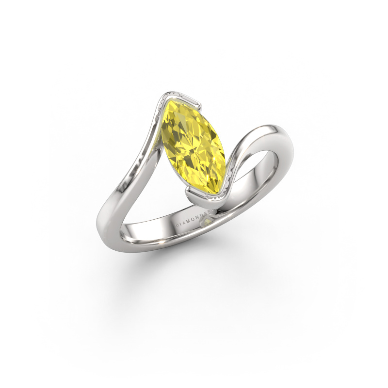 Immagine di Anello di fidanzamento Eve 950 platino Diamante lab grown giallo 10x5 mm