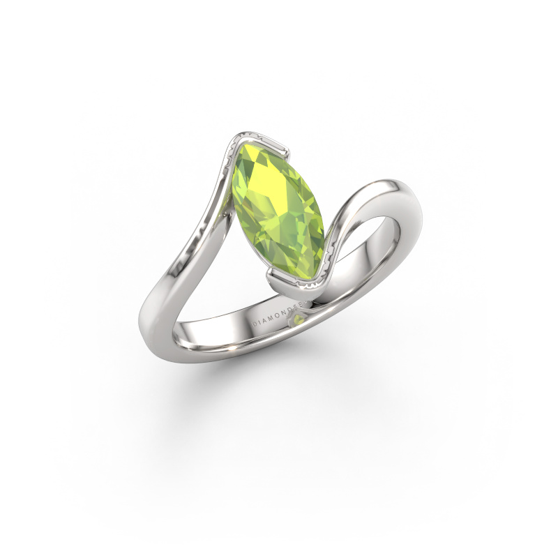 Image of Engagement ring Serenity 950 platinum Peridot 10x5 mm