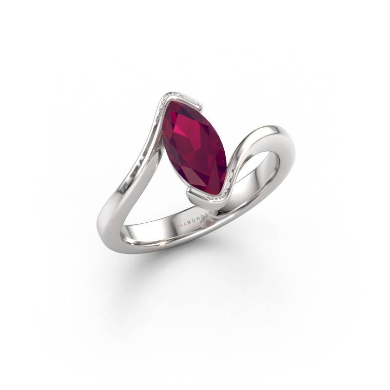 Image of Engagement ring Eve 585 white gold Rhodolite 10x5 mm