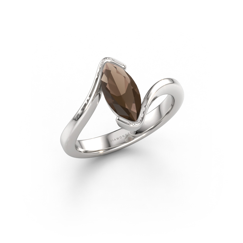 Image of Engagement ring Eve 950 platinum Smokey quartz 10x5 mm