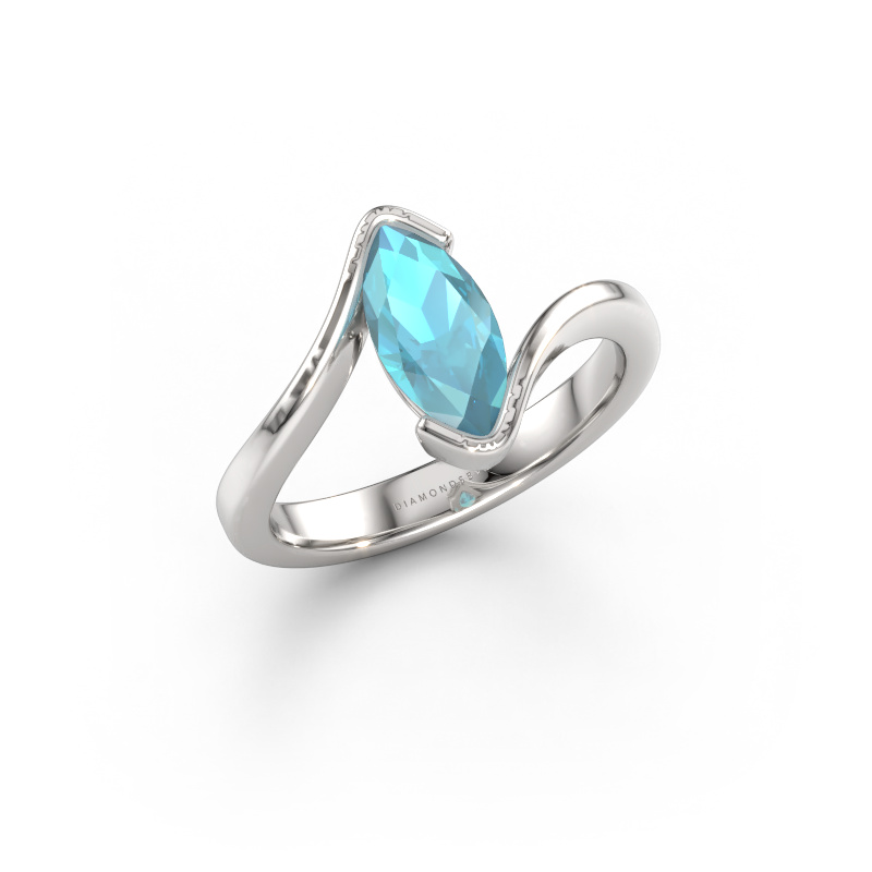 Bild von Verlobungsring Serenity 950 Platin Blau Topas 10x5 mm