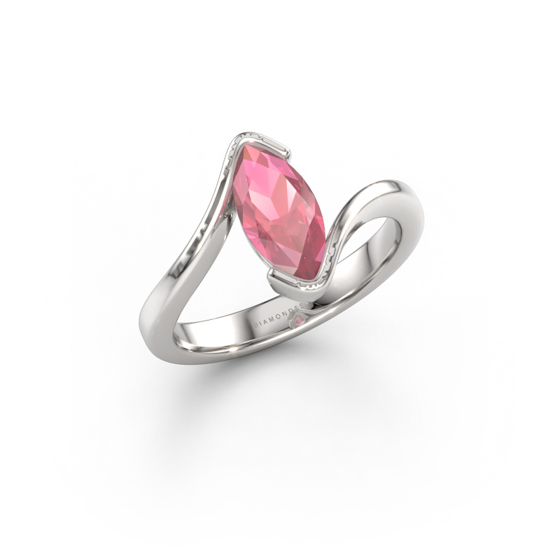Immagine di Anello di fidanzamento Eve 585 oro bianco Tormalina rosa 10x5 mm