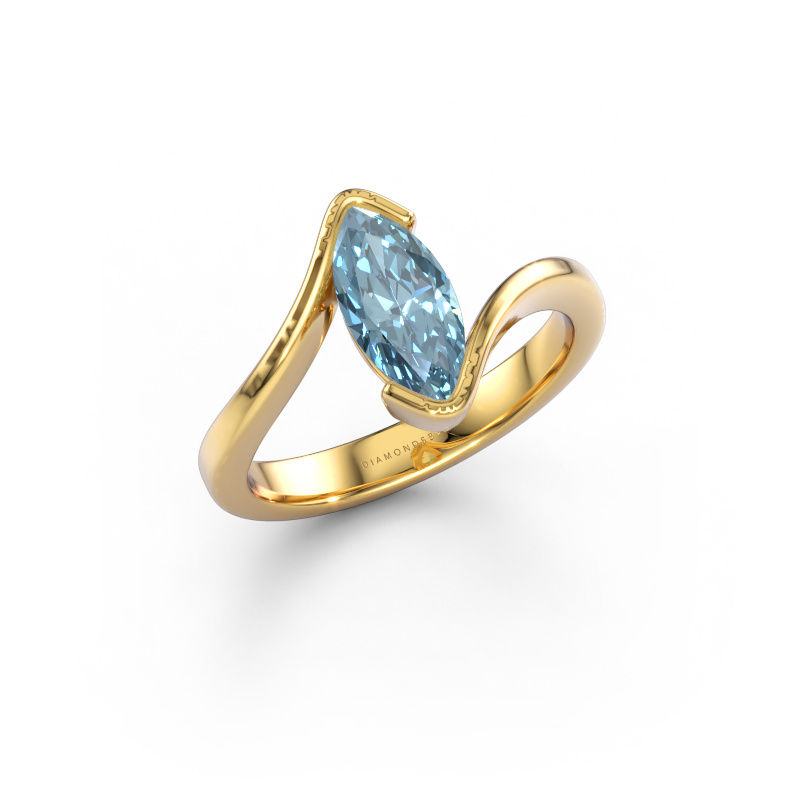 Image of Engagement ring Serenity 585 gold Blue lab grown diamond 10x5 mm