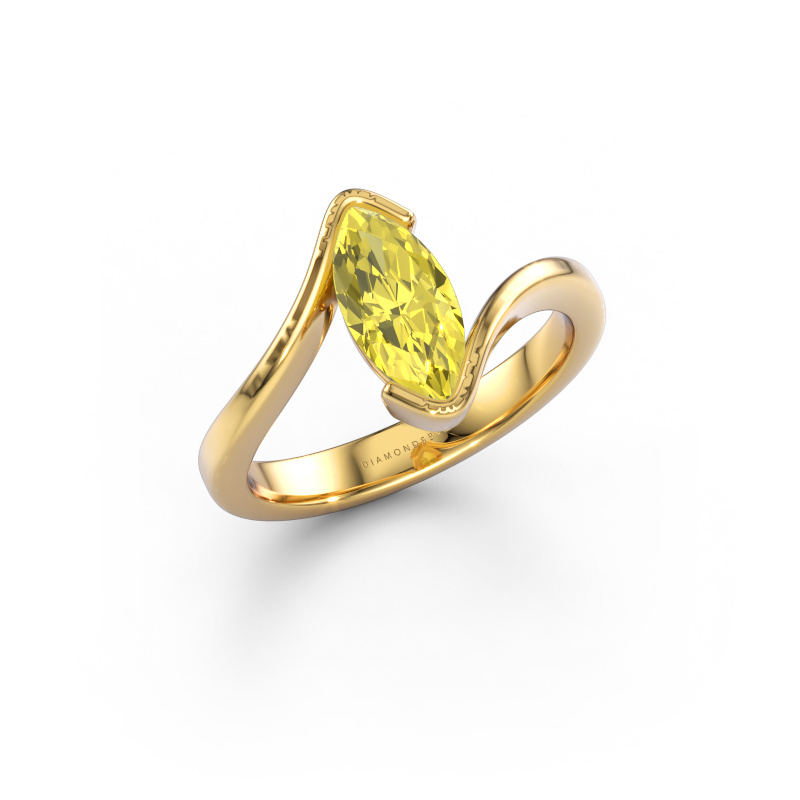 Image of Engagement ring Eve 585 gold Yellow lab grown diamond 10x5 mm