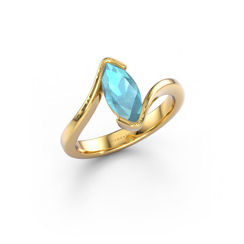 Bild von Verlobungsring Eve 585 Gold Blau Topas 10x5 mm