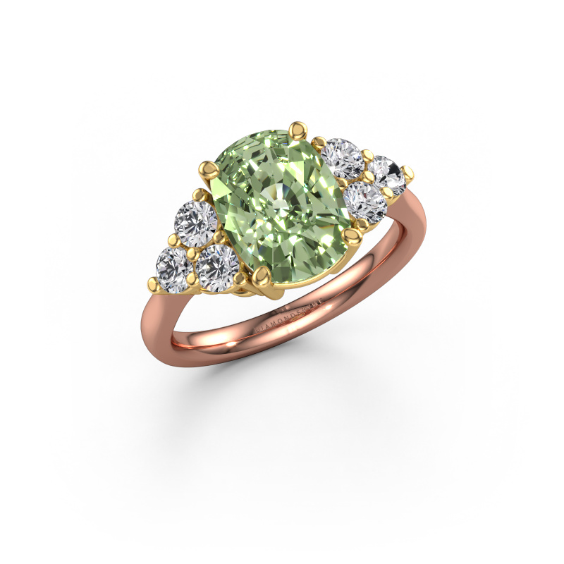 Image of Engagement ring Serenity CSH 585 rose gold Green lab grown diamond 10.2x7.6 mm