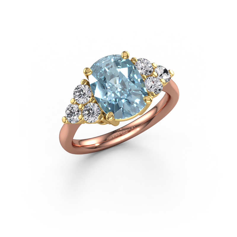 Image of Engagement ring Serenity CSH 585 rose gold Blue lab grown diamond 10.2x7.6 mm
