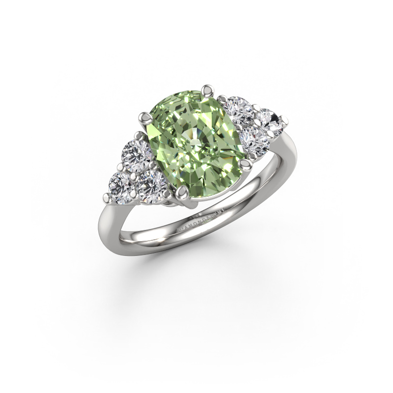 Afbeelding van Verlovingsring Serenity CSH 950 platina Groene lab grown diamant 10.2x7.6 mm