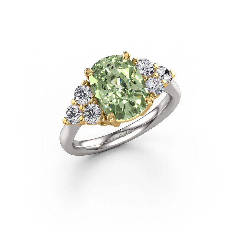 Afbeelding van Verlovingsring Serenity CSH 585 witgoud Groene lab grown diamant 10.2x7.6 mm