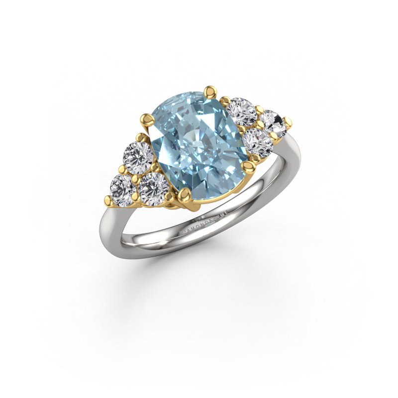 Afbeelding van Verlovingsring Serenity CSH 585 witgoud Blauwe lab grown diamant 10.2x7.6 mm