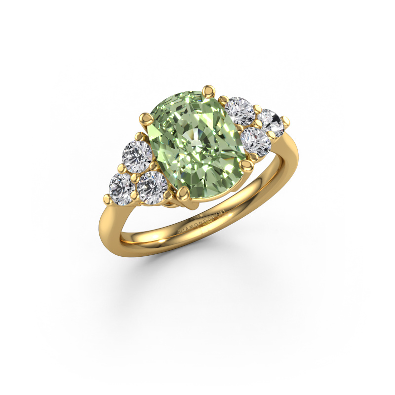 Image of Engagement ring Serenity CSH 585 gold Green lab grown diamond 10.2x7.6 mm