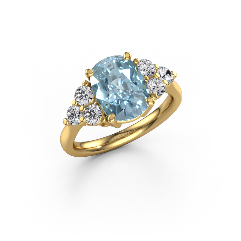 Image of Engagement ring Serenity CSH 585 gold Blue lab grown diamond 10.2x7.6 mm