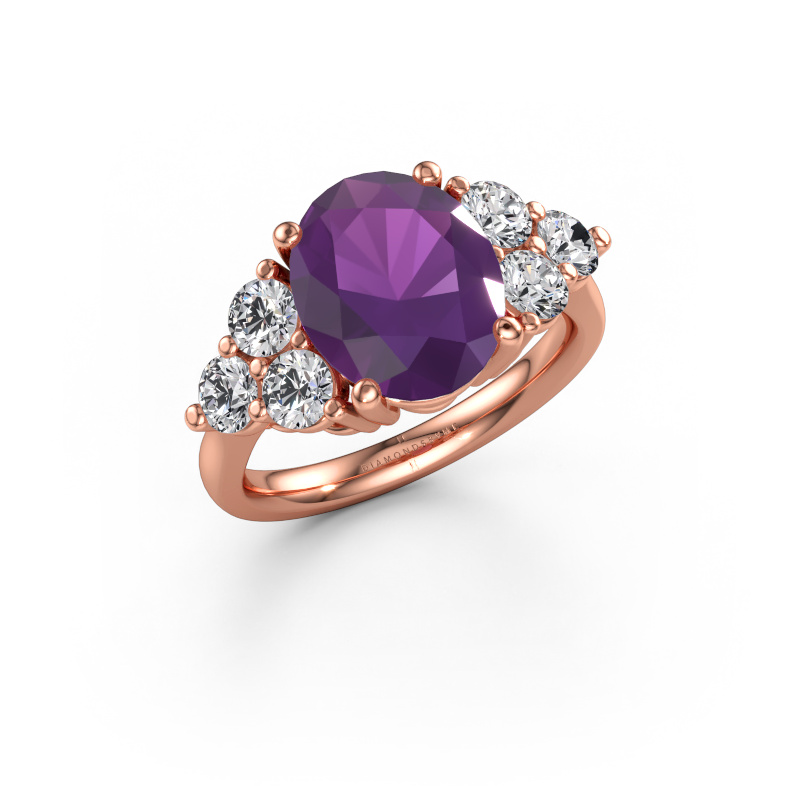 Immagine di Anello di fidanzamento Serenity OVL 585 oro rosa Ametista 11x9 mm
