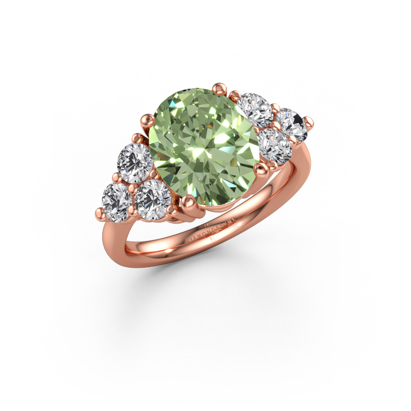 Immagine di Anello di fidanzamento Serenity OVL 585 oro rosa Diamante lab grown verde 11x9 mm