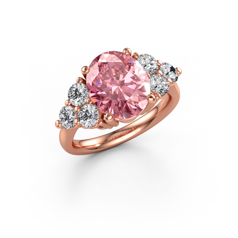 Image of Engagement ring Serenity OVL 585 rose gold Pink lab grown diamond 11x9 mm