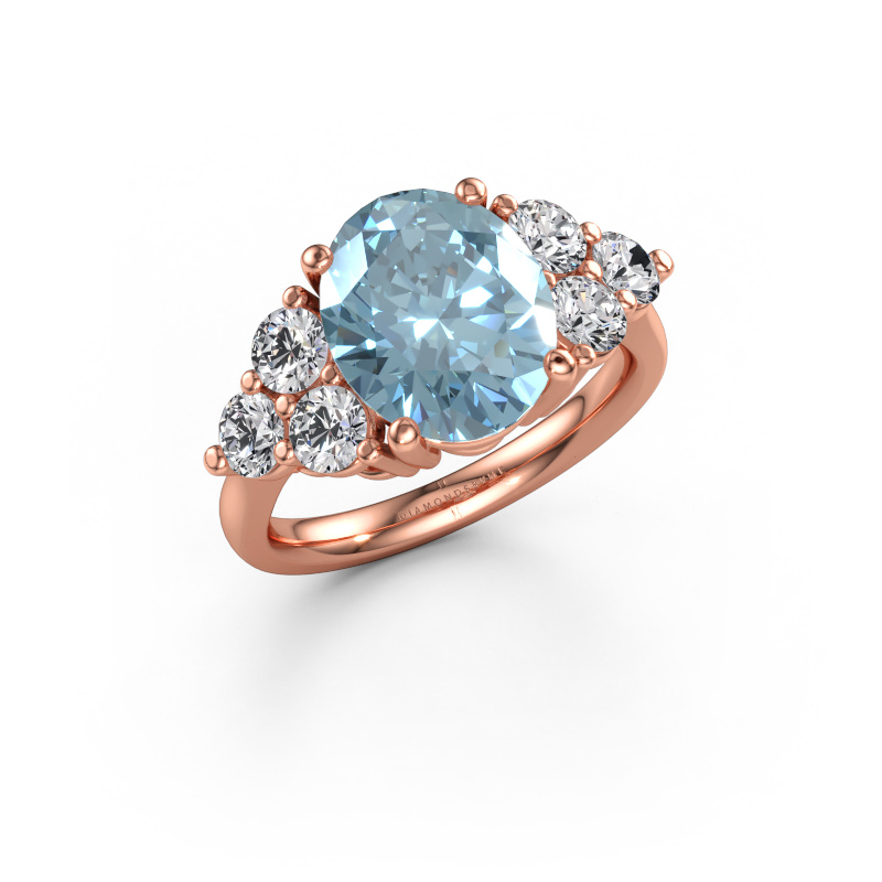 Bild av Förlovningsring Serenity OVL 585 roséguld Blå labbodlad diamant 11x9 mm