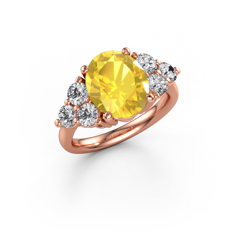 Immagine di Anello di fidanzamento Serenity OVL 585 oro rosa Zaffiro giallo 11x9 mm