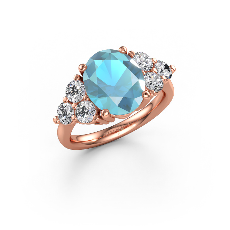 Immagine di Anello di fidanzamento Serenity OVL 585 oro rosa Topazio blu 11x9 mm