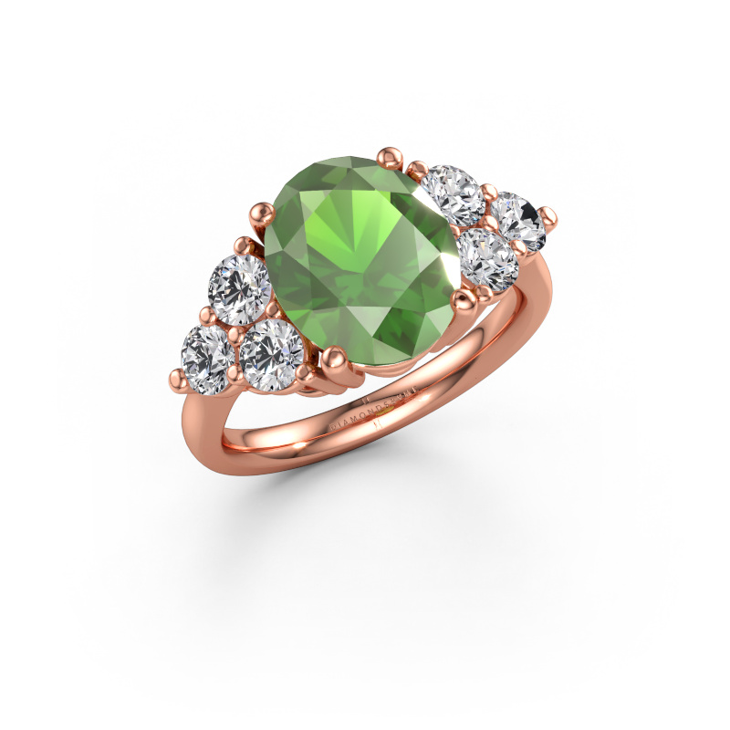 Immagine di Anello di fidanzamento Serenity OVL 585 oro rosa Tormalina verde 11x9 mm