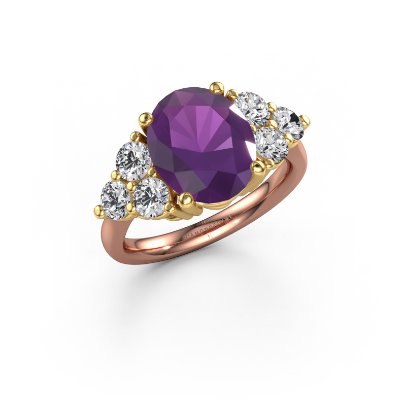 Image of Engagement ring Serenity OVL 585 rose gold Amethyst 11x9 mm