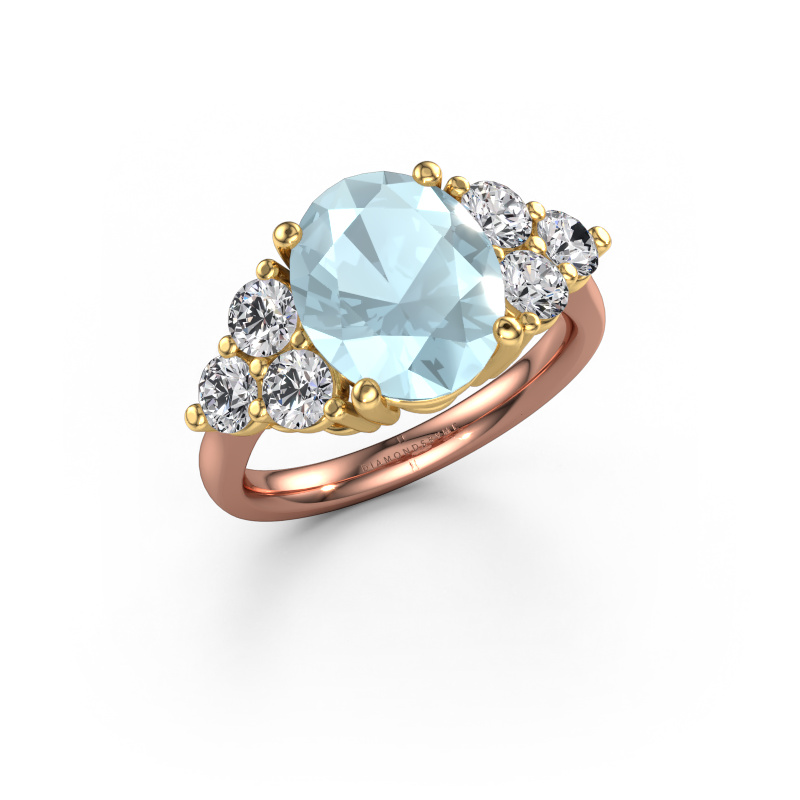 Image of Engagement ring Serenity OVL 585 rose gold Aquamarine 11x9 mm