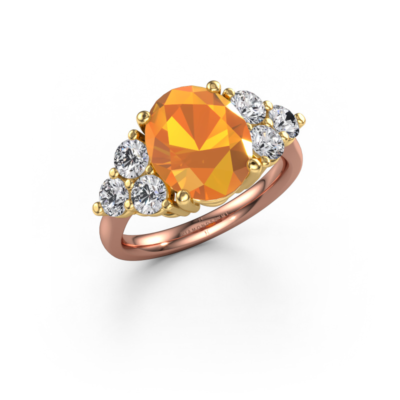 Afbeelding van Verlovingsring Serenity OVL 585 rosé goud Citrien 11x9 mm