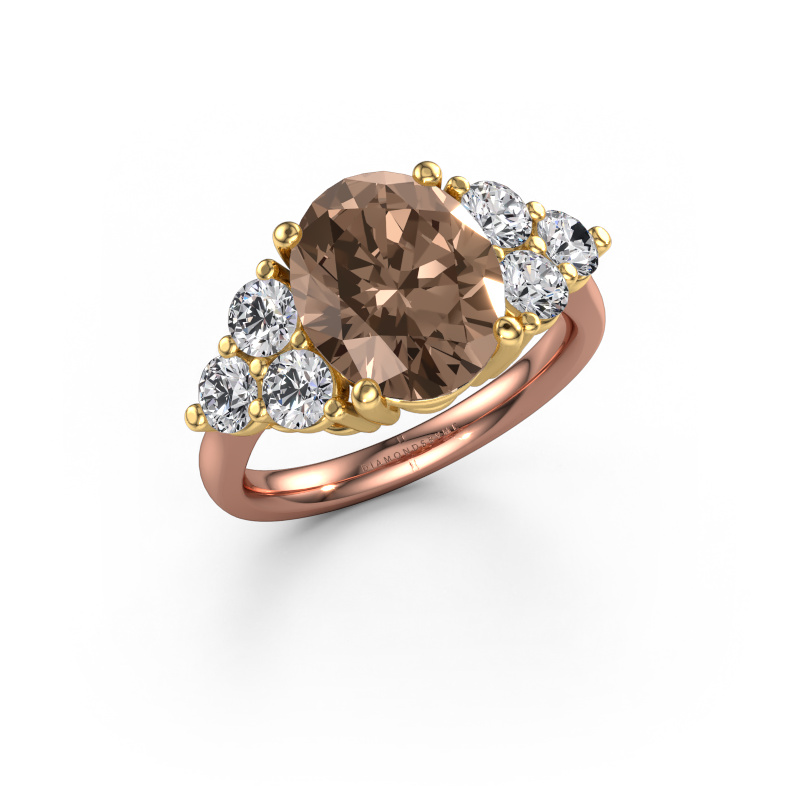 Afbeelding van Verlovingsring Serenity OVL 585 rosé goud Bruine diamant 4.93 crt