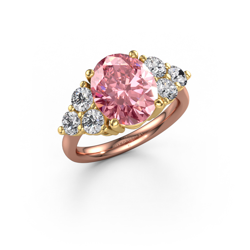Image of Engagement ring Serenity OVL 585 rose gold Pink lab grown diamond 11x9 mm