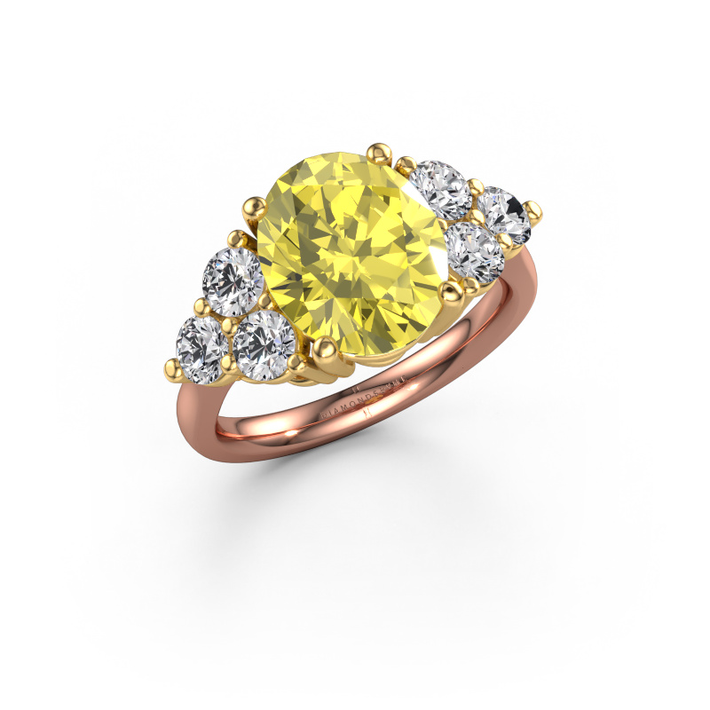 Afbeelding van Verlovingsring Serenity OVL 585 rosé goud Gele lab grown diamant 11x9 mm