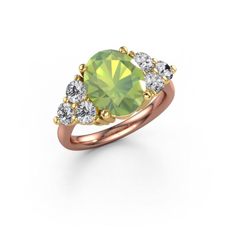 Bild von Verlobungsring Serenity OVL 585 Roségold Peridot 11x9 mm
