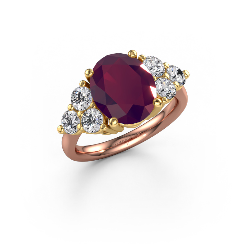 Image of Engagement ring Serenity OVL 585 rose gold Rhodolite 11x9 mm