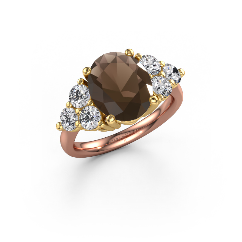 Bild von Verlobungsring Serenity OVL 585 Roségold Rauchquarz 11x9 mm
