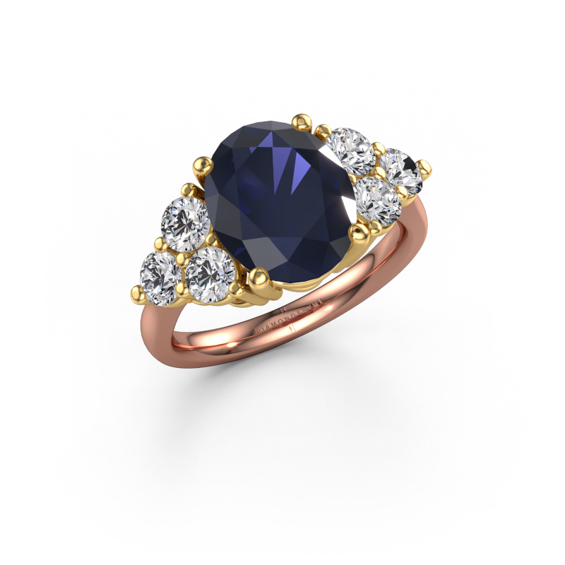 Bild von Verlobungsring Serenity OVL 585 Roségold Saphir 11x9 mm