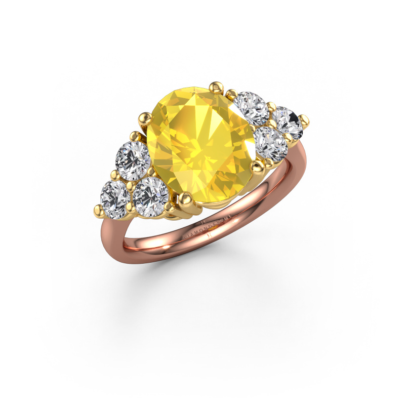 Bild von Verlobungsring Serenity OVL 585 Roségold Gelb Saphir 11x9 mm