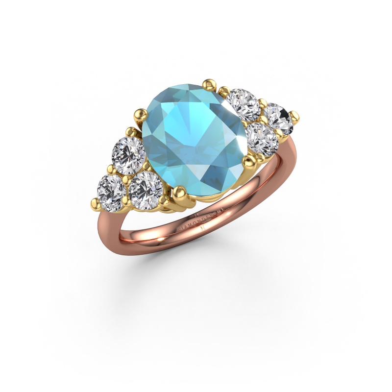 Image of Engagement ring Serenity OVL 585 rose gold Blue topaz 11x9 mm