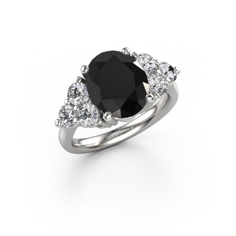 Image of Engagement ring Serenity OVL 950 platinum Black diamond 5.70 crt