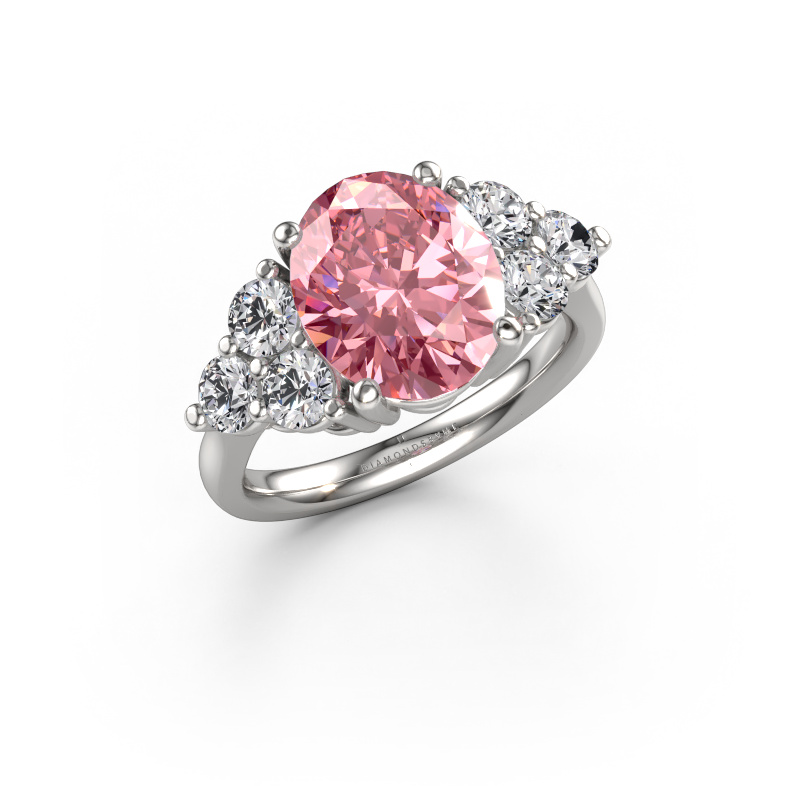 Image of Engagement ring Serenity OVL 950 platinum Pink lab grown diamond 11x9 mm