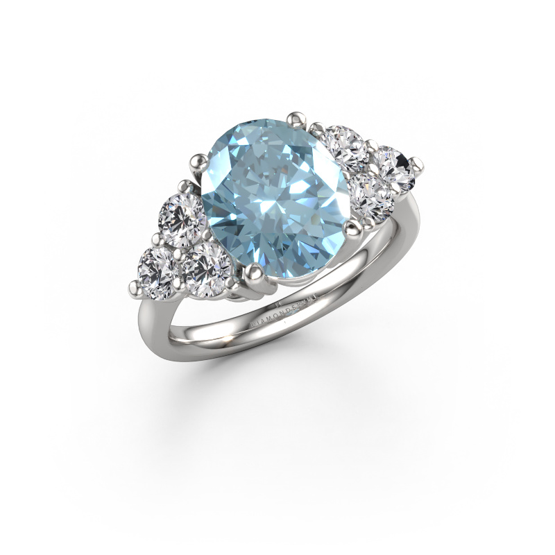 Image of Engagement ring Serenity OVL 950 platinum Blue lab grown diamond 11x9 mm