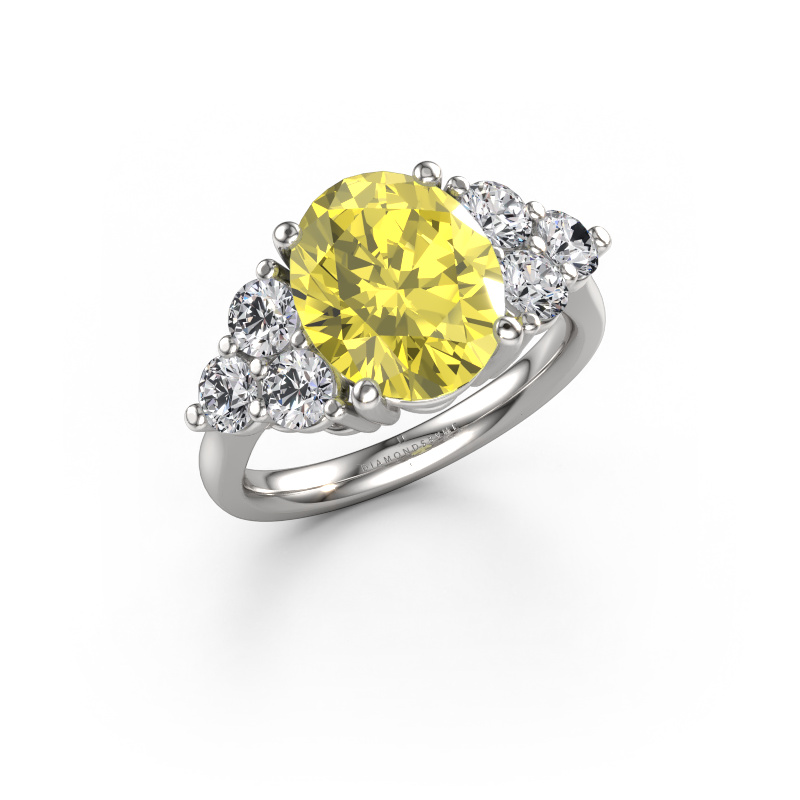 Afbeelding van Verlovingsring Serenity OVL 950 Platina Gele lab grown diamant 11x9 mm