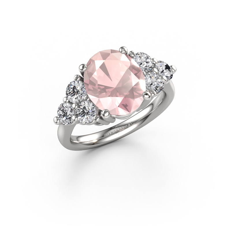 Image of Engagement ring Serenity OVL 950 platinum Morganite champagne 11x9 mm