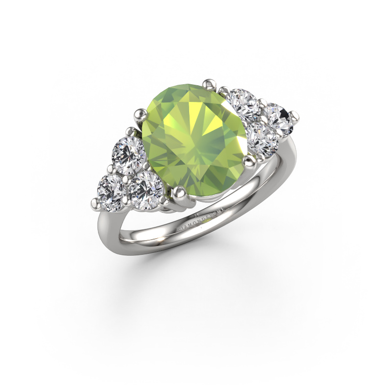 Image of Engagement ring Serenity OVL 950 platinum Peridot 11x9 mm